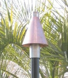 Gas Tiki Torch Manual Light Copper Cone - Outdoor Fire and Patio