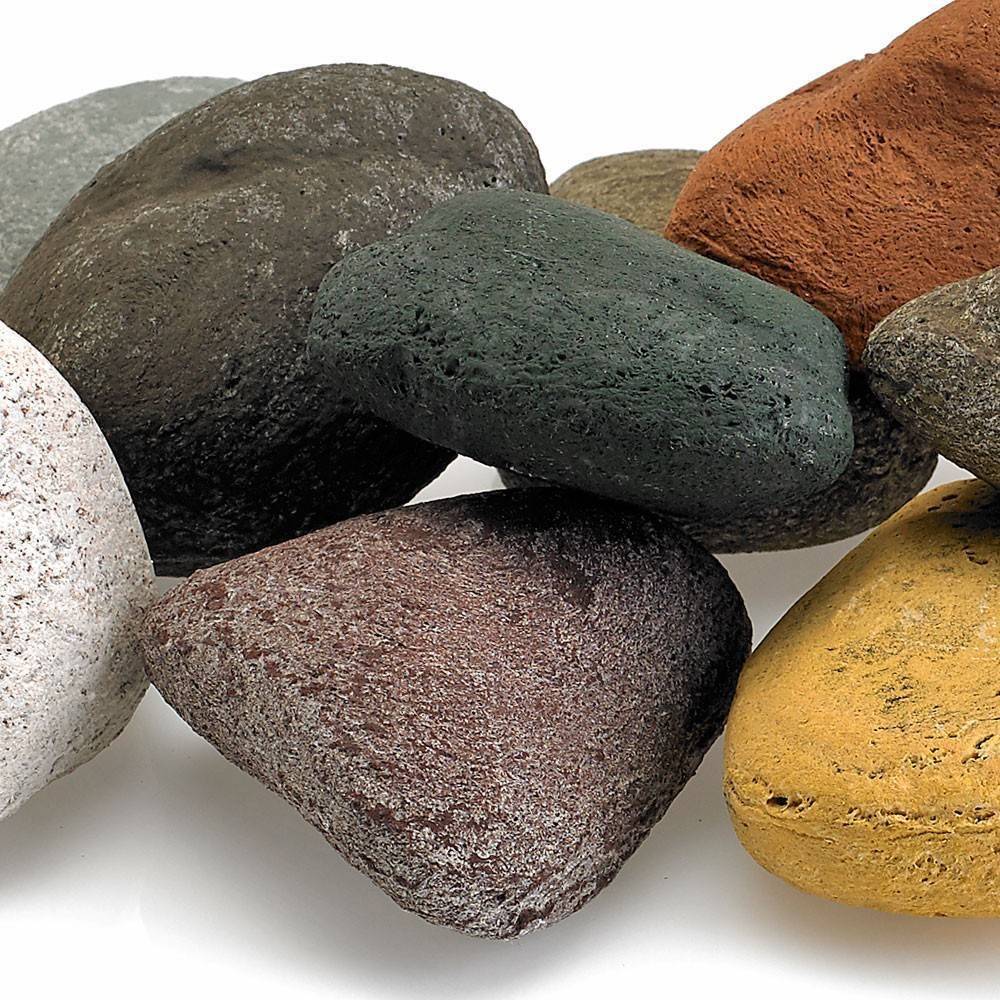 Beach Pebble Lite Stones Set - 15 Stone Set - Outdoor Fire and Patio