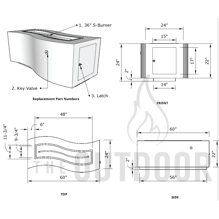 Big Sur Wood Grain Fire Pit Table - Outdoor Fire and Patio