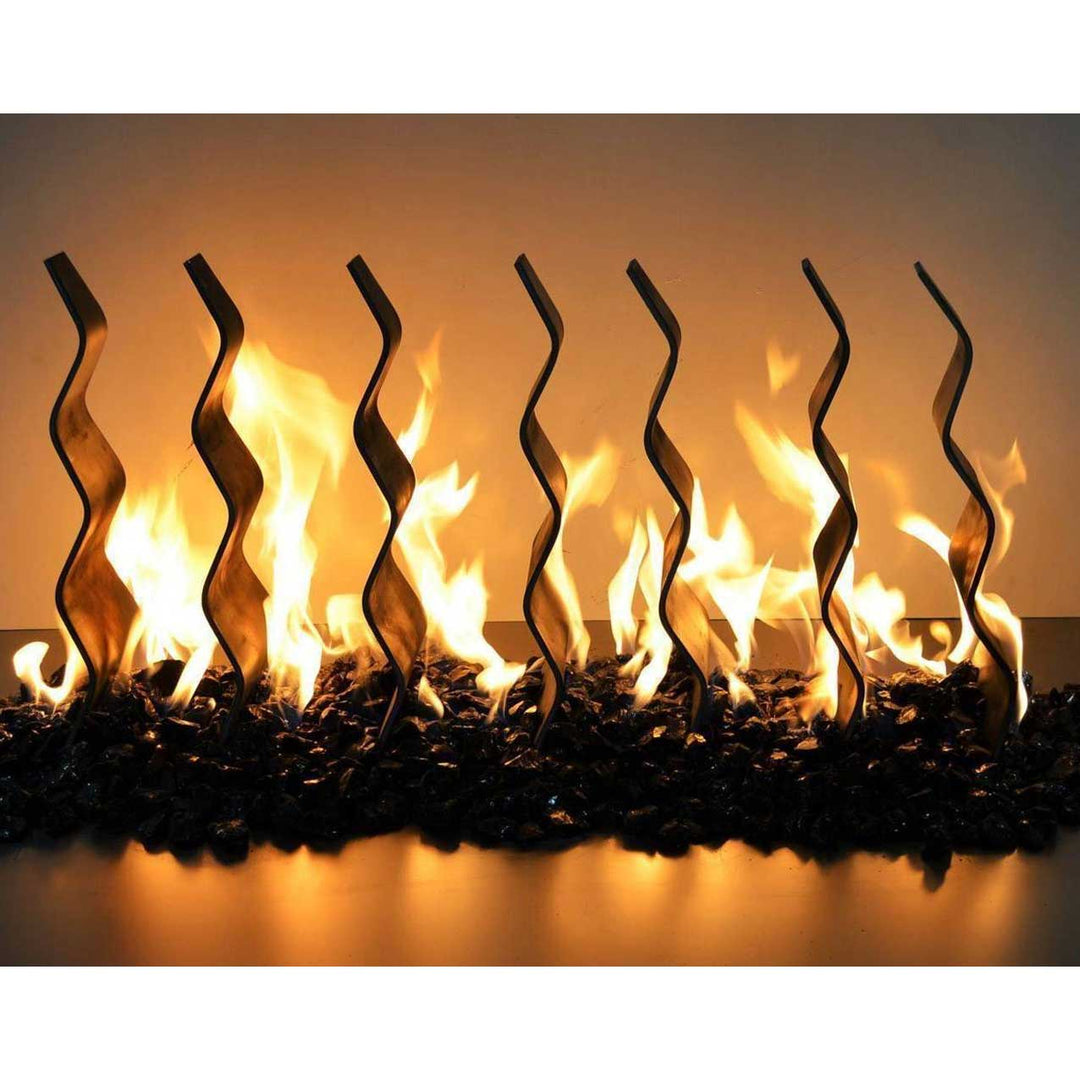 Black Steel Fireplace Waves - Includes Burner - Outdoor Fire and Patio