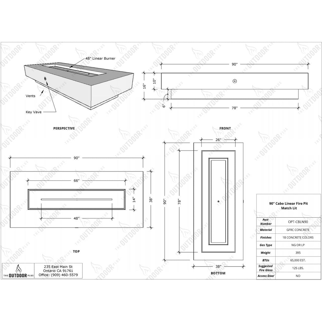 Cabo Linear Fire Pit Table - Outdoor Fire and Patio