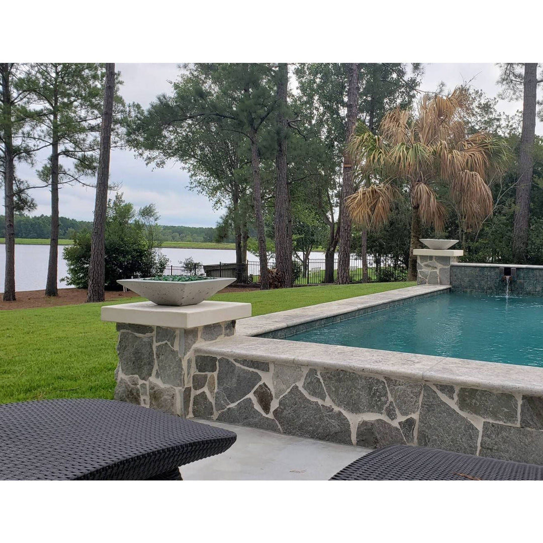 Classic Concrete Fire Bowl Square - Outdoor Fire and Patio