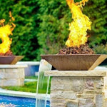 Load image into Gallery viewer, Classic Concrete Pool Fire Bowl Square with Scupper - Outdoor Fire and Patio