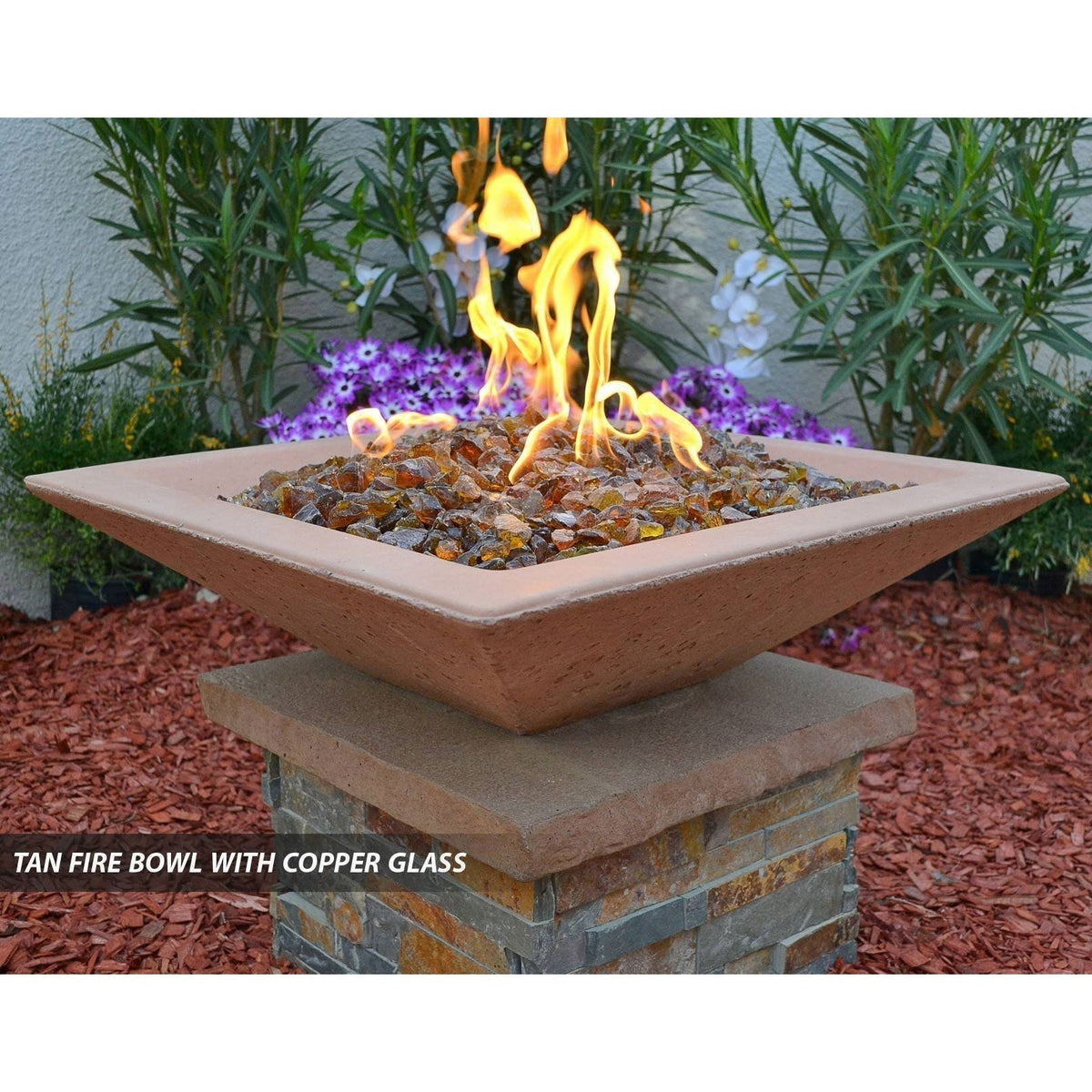 Classic Concrete Pool Fire Bowl Square with Scupper – Outdoor Fire and ...
