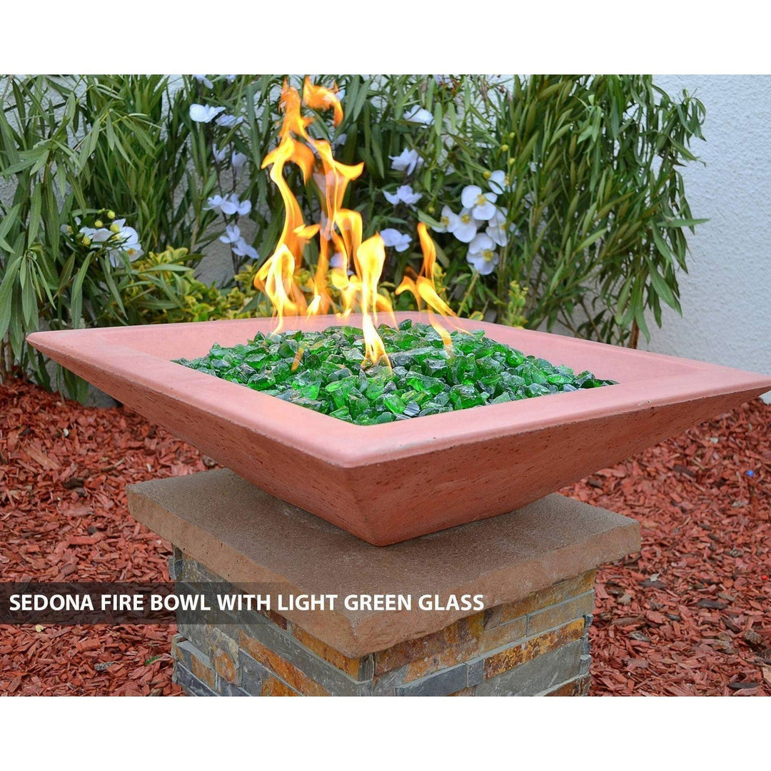 Classic Concrete Pool Fire Bowl Square with Scupper - Outdoor Fire and Patio