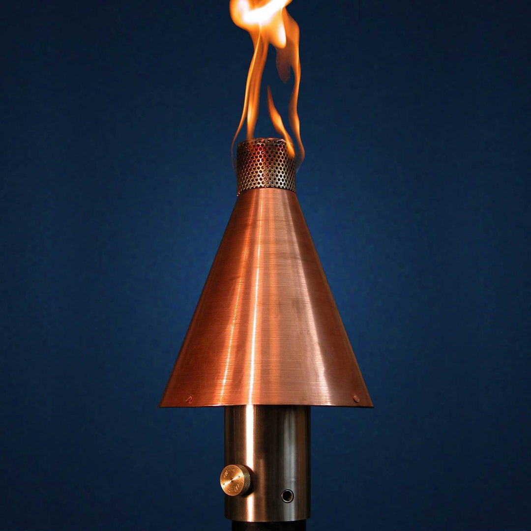 Gas Tiki Torch Automated Remote Controlled Copper Cone - Outdoor Fire and Patio