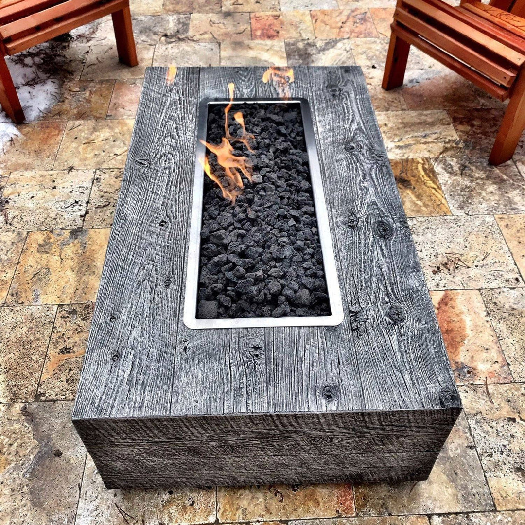 Coronado Wood Grain Fire Pit Table - Outdoor Fire and Patio