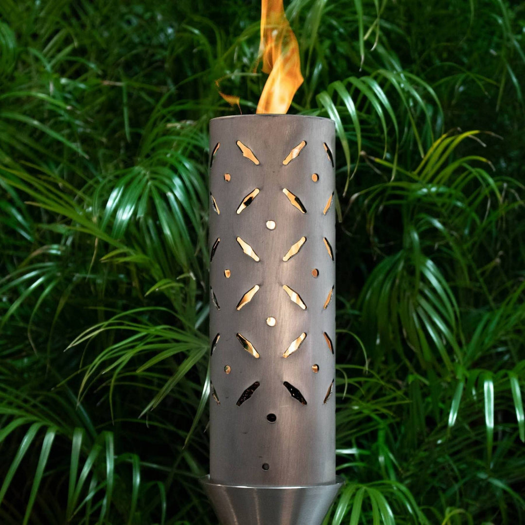 Diamond Plate Gas Tiki Torch - Outdoor Fire and Patio