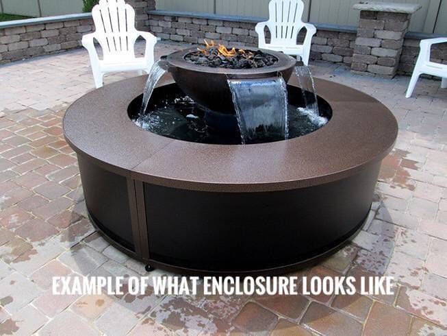 FIRE ON WATER - H2OnFire - Black Concrete w/ 4 Scuppers - Outdoor Fire and Patio