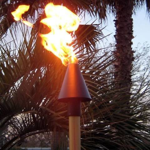 Gas Tiki Torch Manual Light Copper Cone - Outdoor Fire and Patio