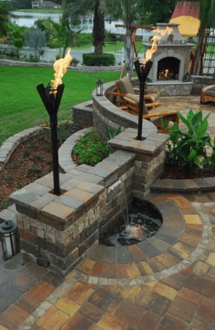 Gas Tiki Torch Manual Light Fin Style - Outdoor Fire and Patio
