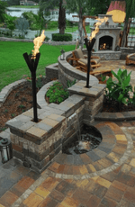 Load image into Gallery viewer, Gas Tiki Torch Manual Light Fin Style - Outdoor Fire and Patio