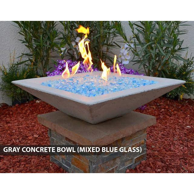 Classic Concrete Pool Fire Bowl Square with Scupper