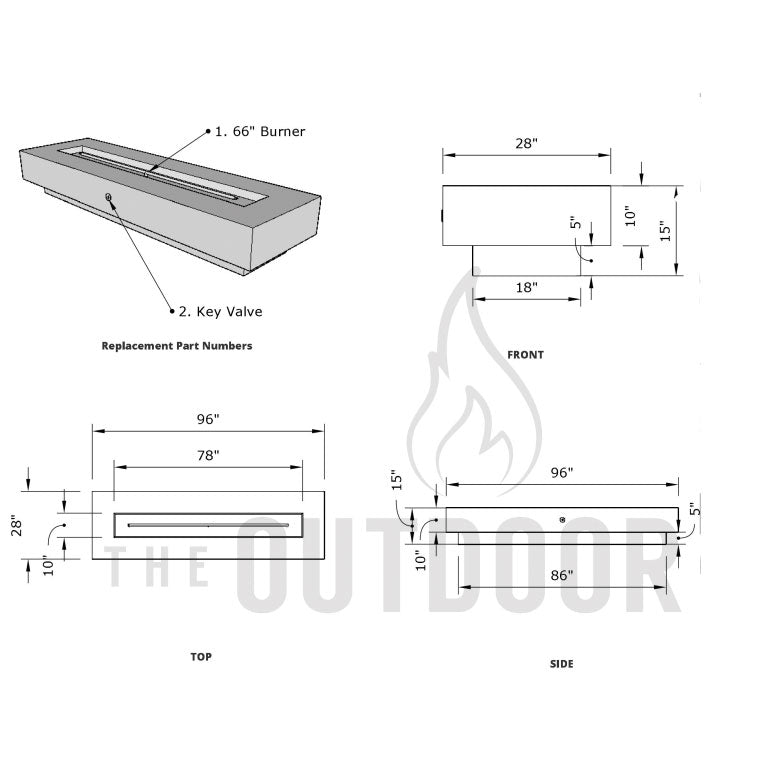 Laguna Wood Grain Fire Pit Table - Outdoor Fire and Patio
