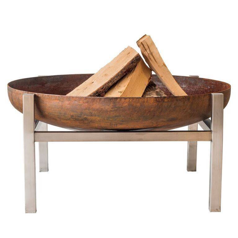 Large Wood Fire Pit Parnidis | Rusting Steel - Outdoor Fire and Patio