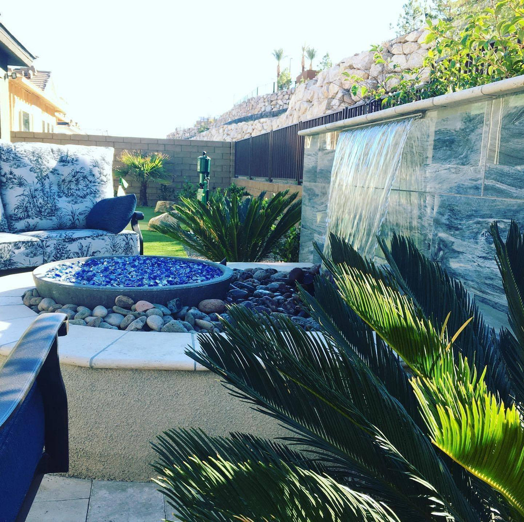 Light Blue Fire Pit Glass - Outdoor Fire and Patio