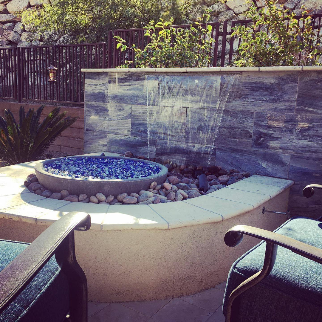 Light Blue Fire Pit Glass - Outdoor Fire and Patio