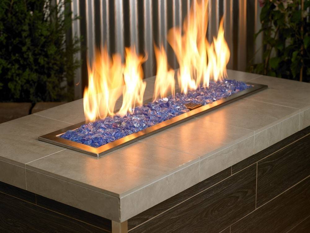 Light Blue Fire Pit Glass - Outdoor Fire and Patio