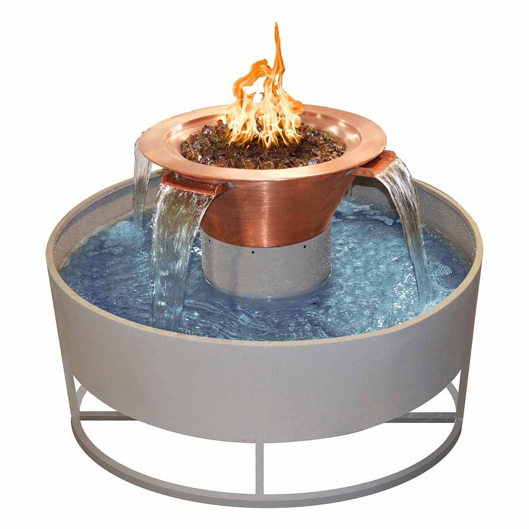 30" Olympian Copper Fire & Water Bowl w/ 4 Scuppers - With 60" Self Contained Unit
