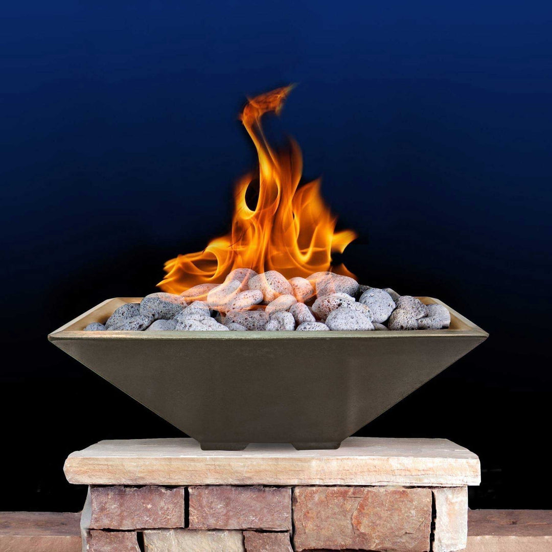 Pebble Tec 33" Square Fire Bowl - Honed Smooth - Outdoor Fire and Patio
