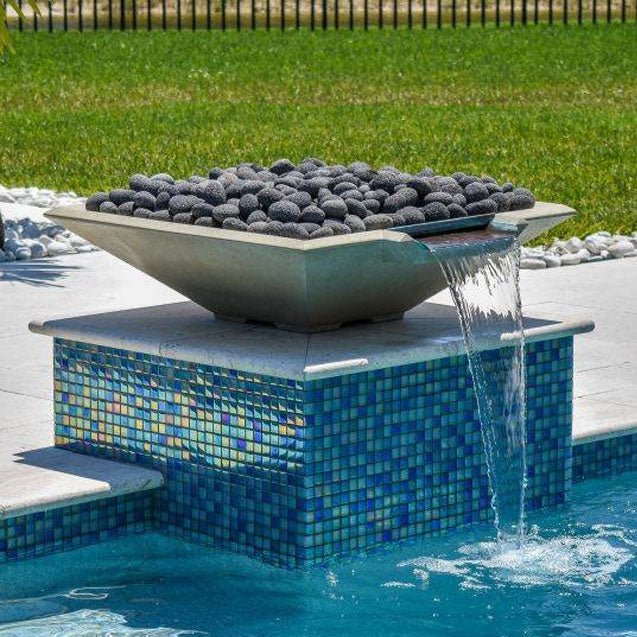 Pebble Tec 33" x 33" Fire & Water Bowl - Honed Smooth - Outdoor Fire and Patio