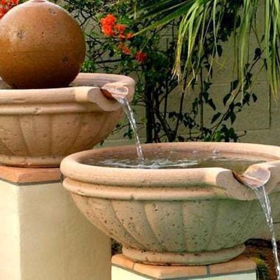 Pool Fire Bowl Concrete Tuscany with Scupper - Outdoor Fire and Patio