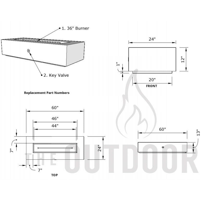 Regal Rectangular Fire Pit Table - Outdoor Fire and Patio