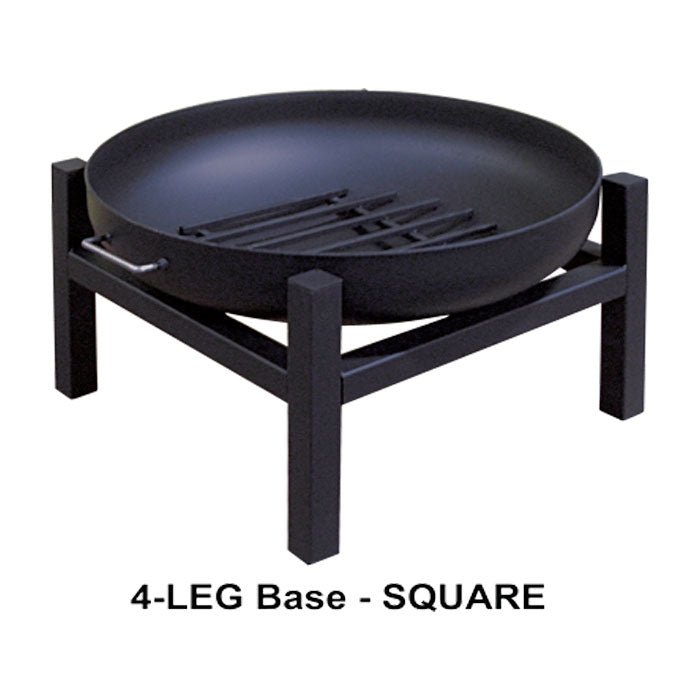 Round Steel Wood Fire Pit with Grate - Outdoor Fire and Patio