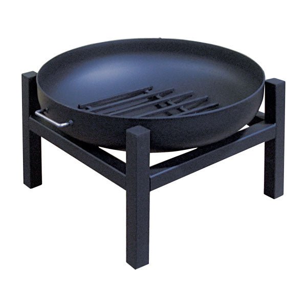 Round Steel Wood Fire Pit with Grate - Outdoor Fire and Patio