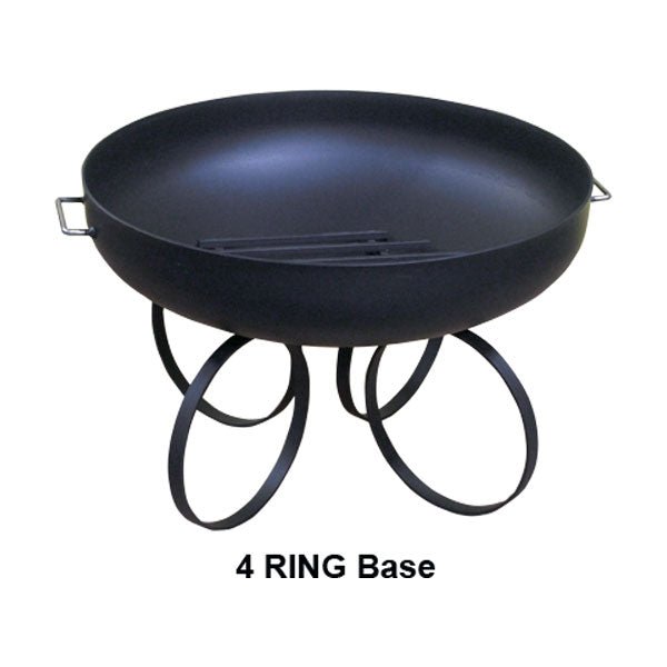 Round Steel Wood Fire Pit with Grate - Outdoor Fire and Patio