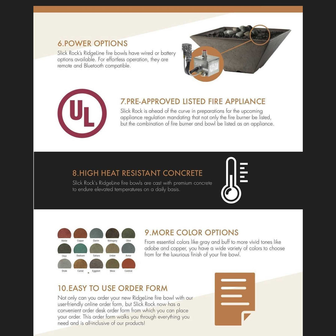 Slick Rock Concrete 48" Oasis Fire Table - Outdoor Fire and Patio