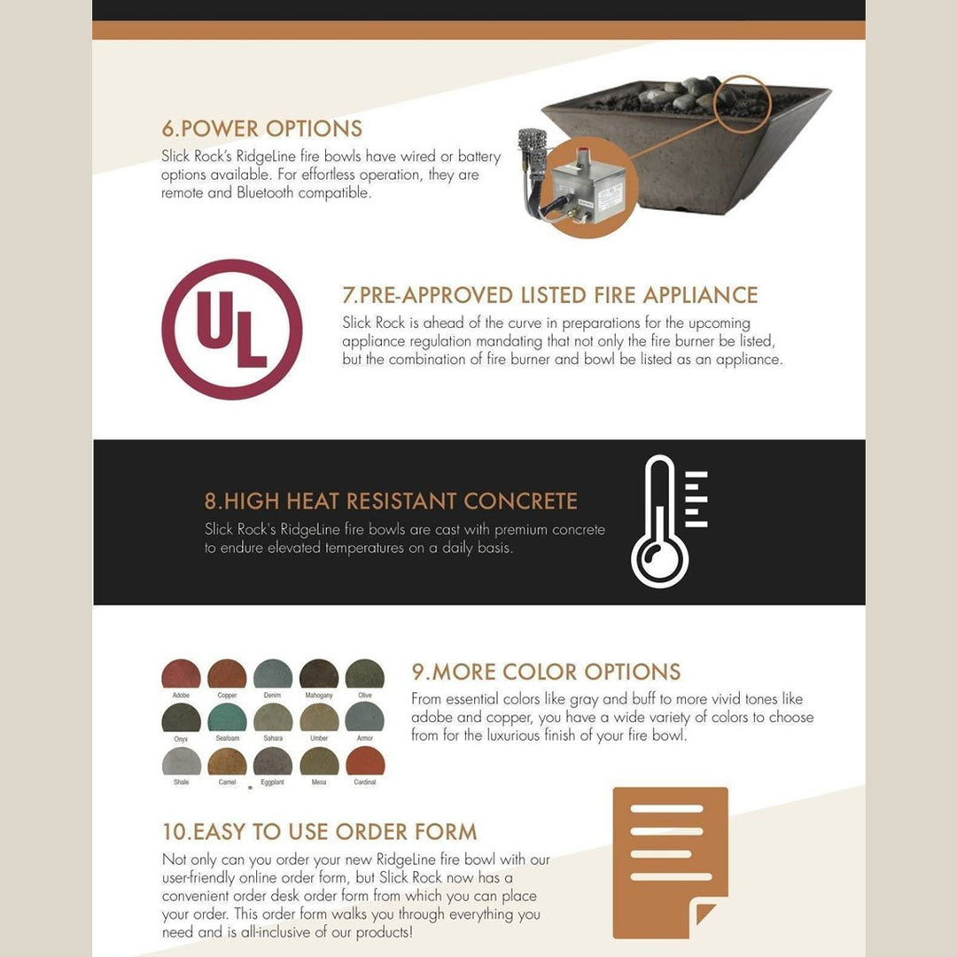 Slick Rock Concrete Cascade Fire & Water Bowl Square - Outdoor Fire and Patio