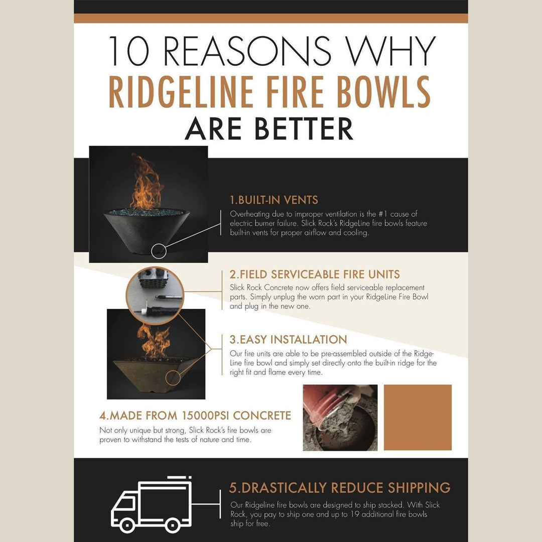 Slick Rock Concrete Fire Bowl - Ridgeline Conical - Outdoor Fire and Patio