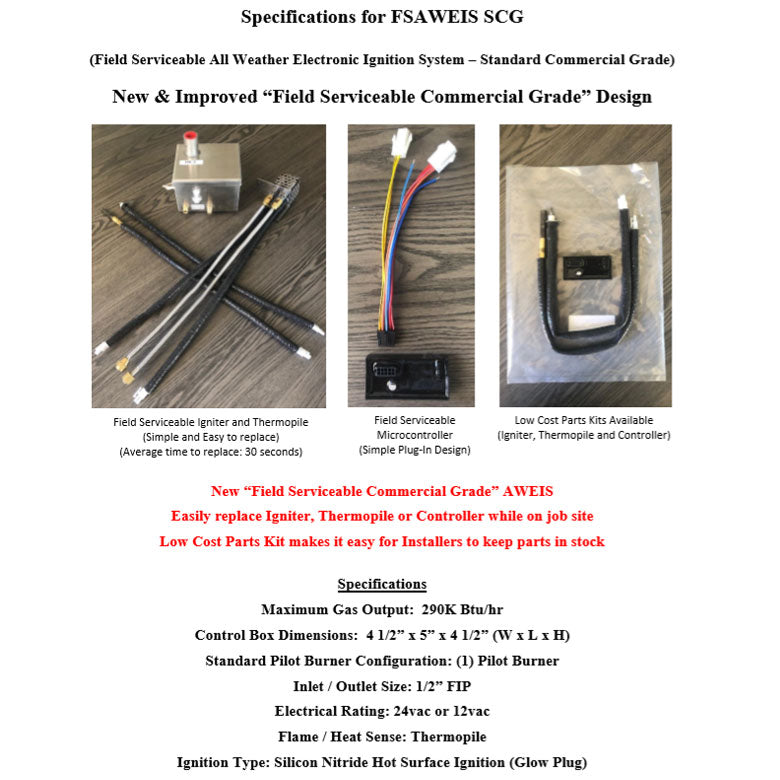 Pool Certified" All Weather Electronic Ignition System (AWEIS) 30vdc - Extra High Capacity - Up to 1.1 Million Btu/hr.