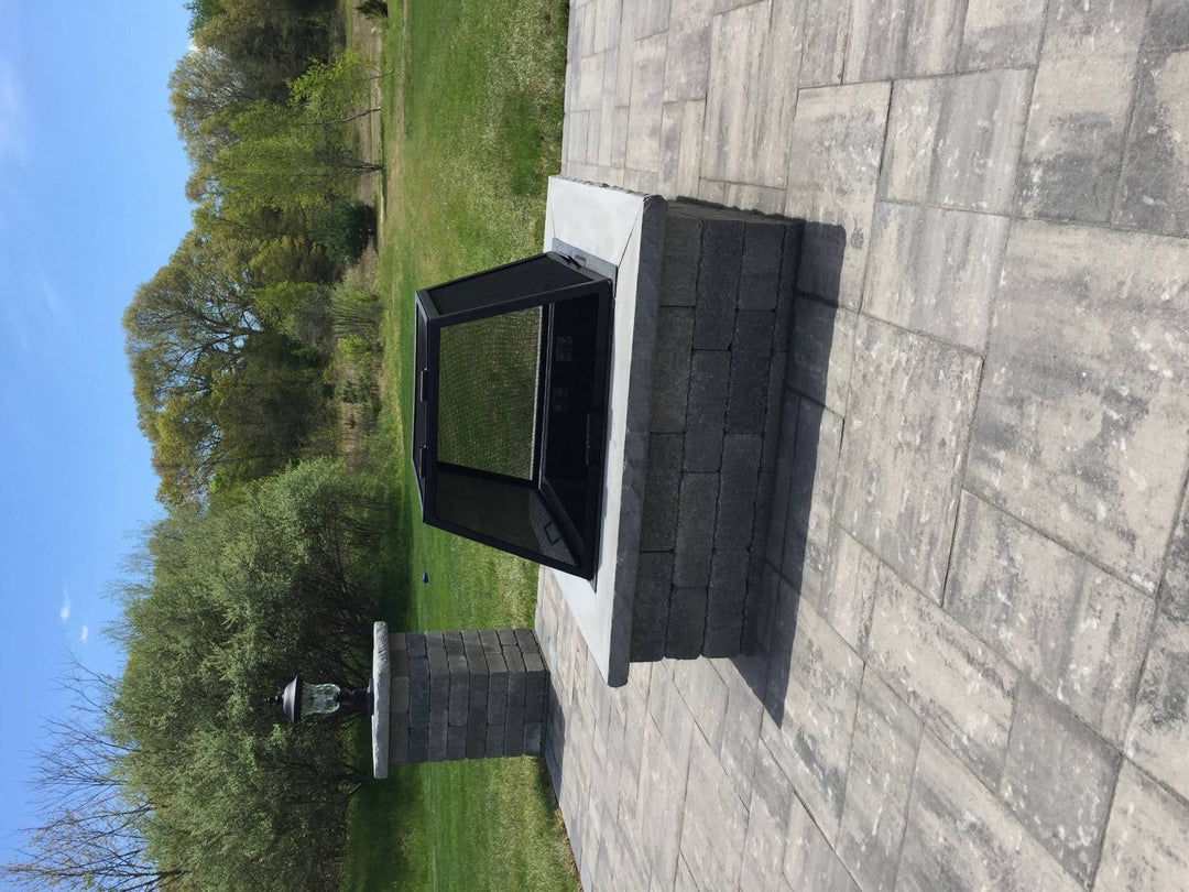 Square Fire Pit Screen with Hinged Door - Carbon Steel - Outdoor Fire and Patio