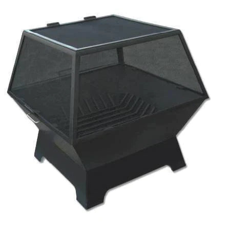 Square Steel Wood Fire Pit with Grate