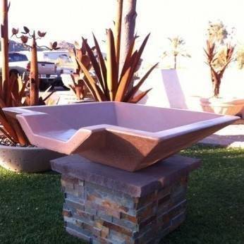 42" Classic Concrete Pool Fire Bowl Square with Scupper
