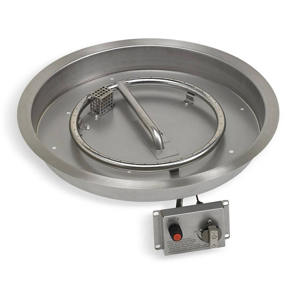 25" Round Stainless Steel Drop-in Fire Pit Pan With Flame Sensor Ignition kit - CSA Certified