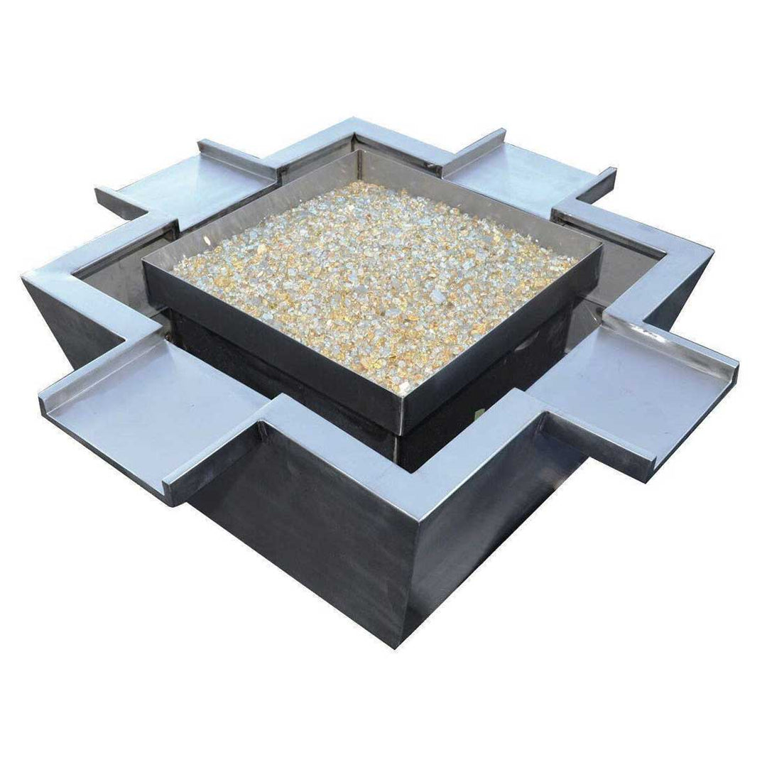 Stainless Steel Fire & Water Bowl w/ 4 Scuppers - Outdoor Fire and Patio