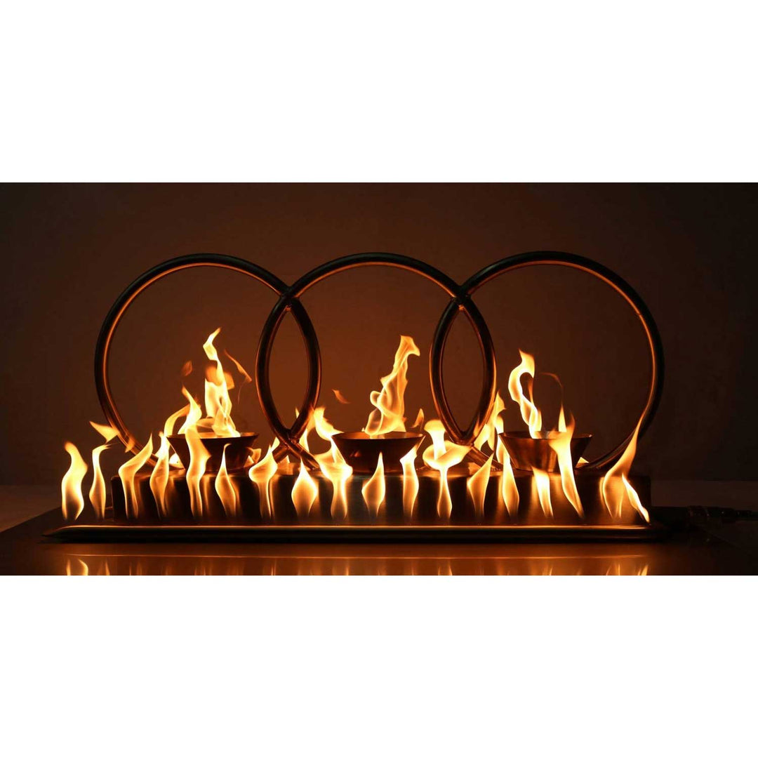 Stainless Steel Treble Fire Rings - Includes Burner - Outdoor Fire and Patio