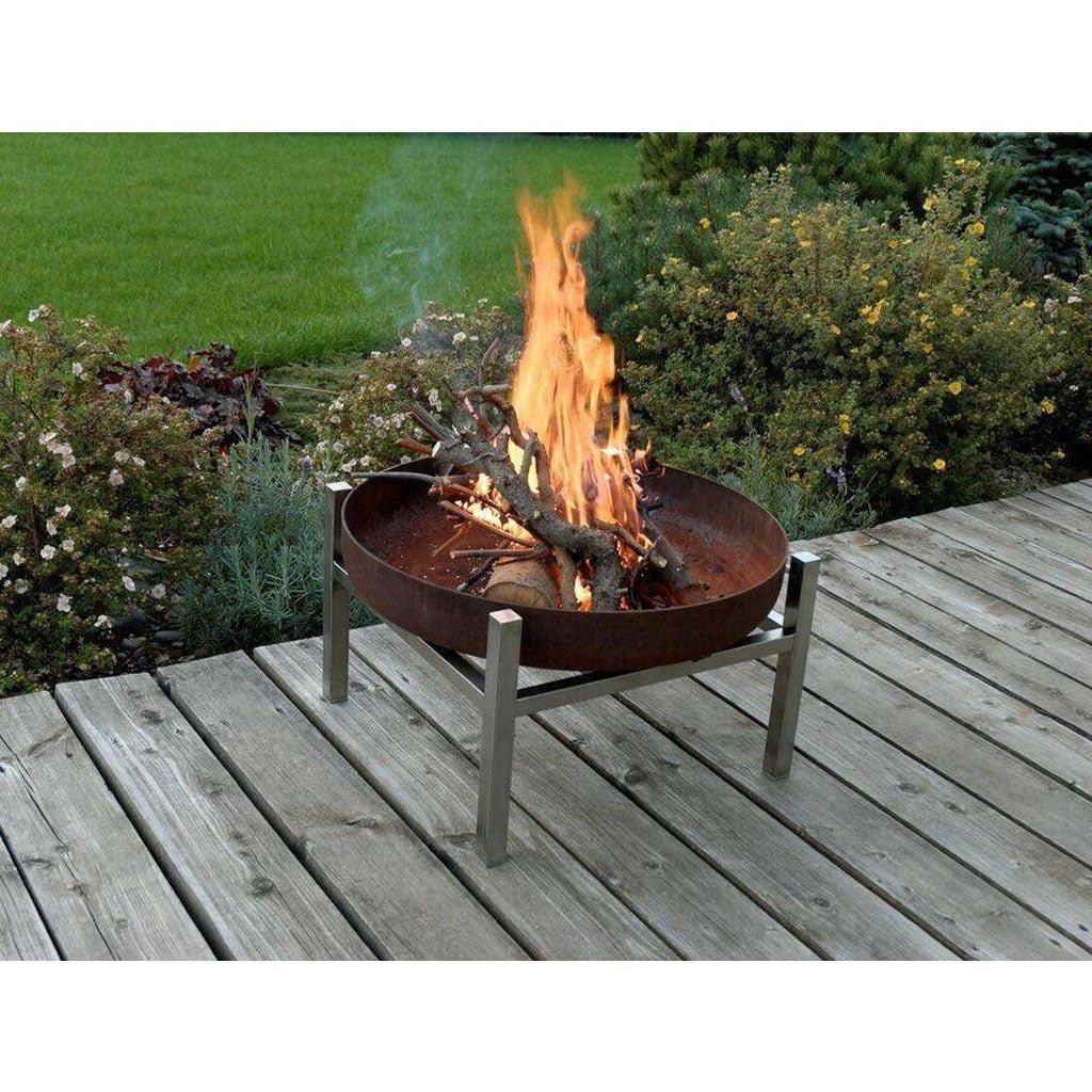Wood Fire Pit Parnidis Tall Rusting Steel - Outdoor Fire and Patio
